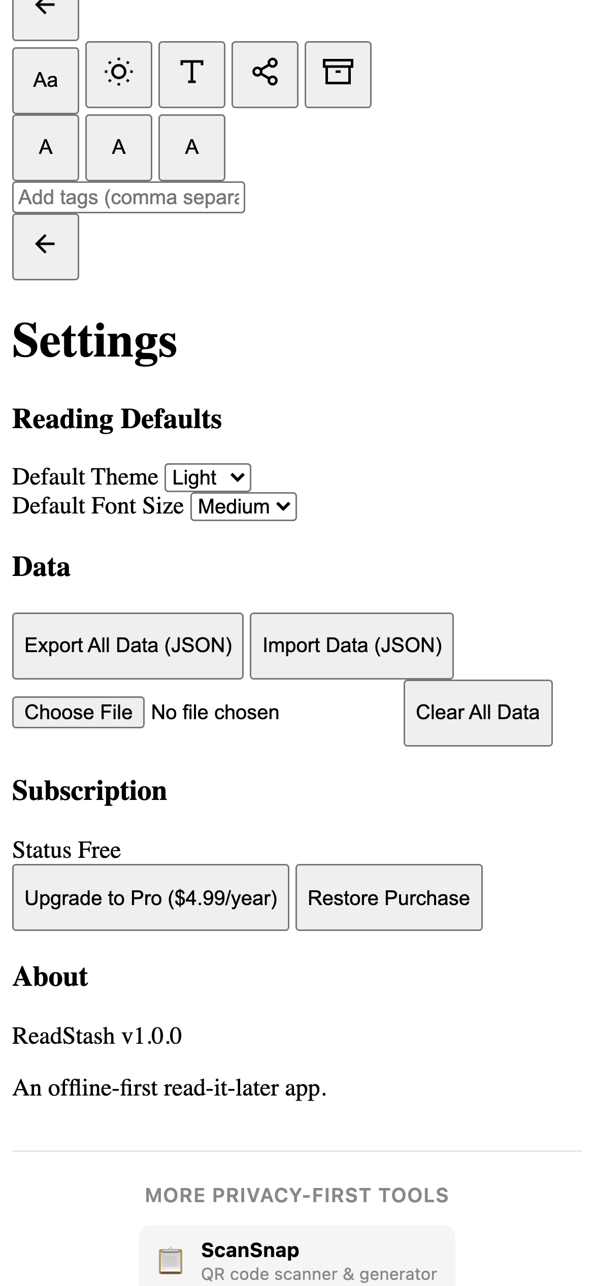 ReadStash Pro Annual feature detail